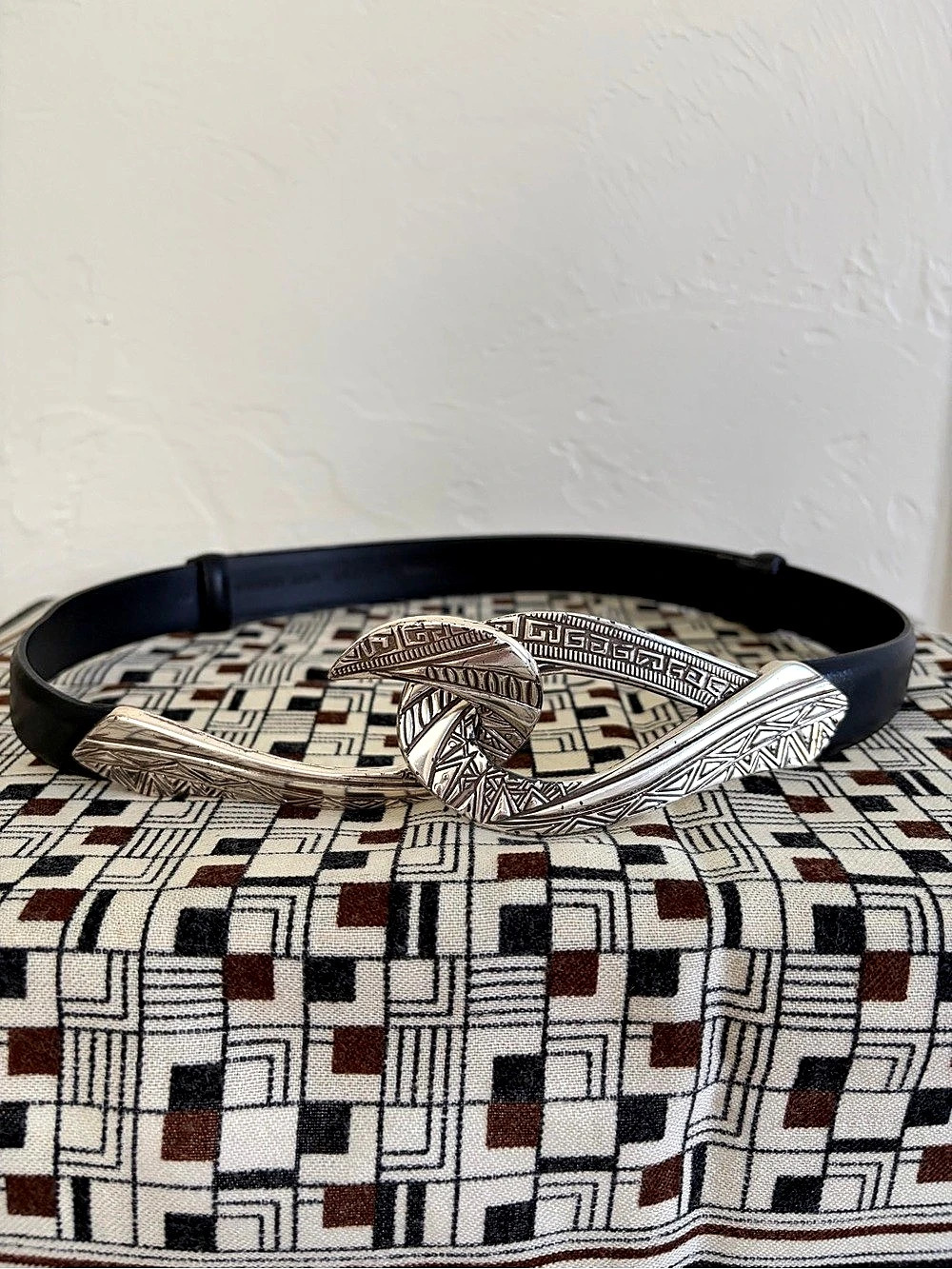 Chico's Leather Belt in Black & Silver Small